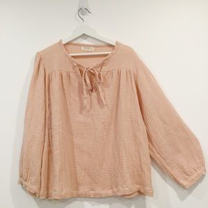 4OUR DREAMERS 100% Cotton Oversized Soft Peachy Pink Long-Sleeved Tunic Sz M